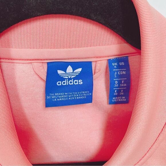 Adidas Originals Women’s Zip Up Track Jacket Light Peach Pink White 0 - Picture 3 of 12